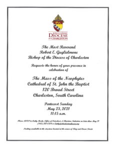 2021 Mass of the Neophytes Invitation