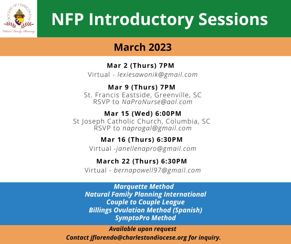 Creighton Model NFP Introductory Sessions - South Carolina Catholic