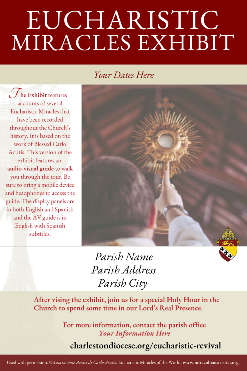 Eucharistic Miracles Traveling Exhibit South Carolina Catholic