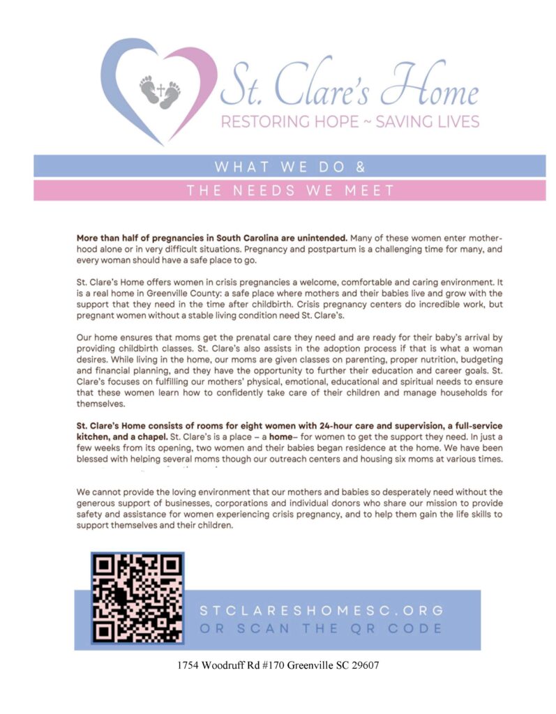 St. Clare's Home South Carolina Catholic